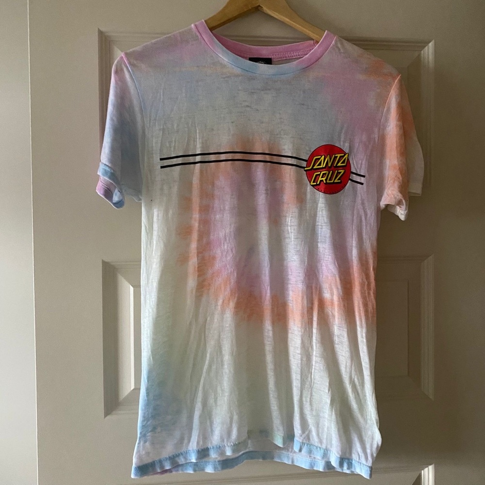 Santa Cruz Skateboards Tie-Dye Logo T-Shirt - Pastel Pink/Blue